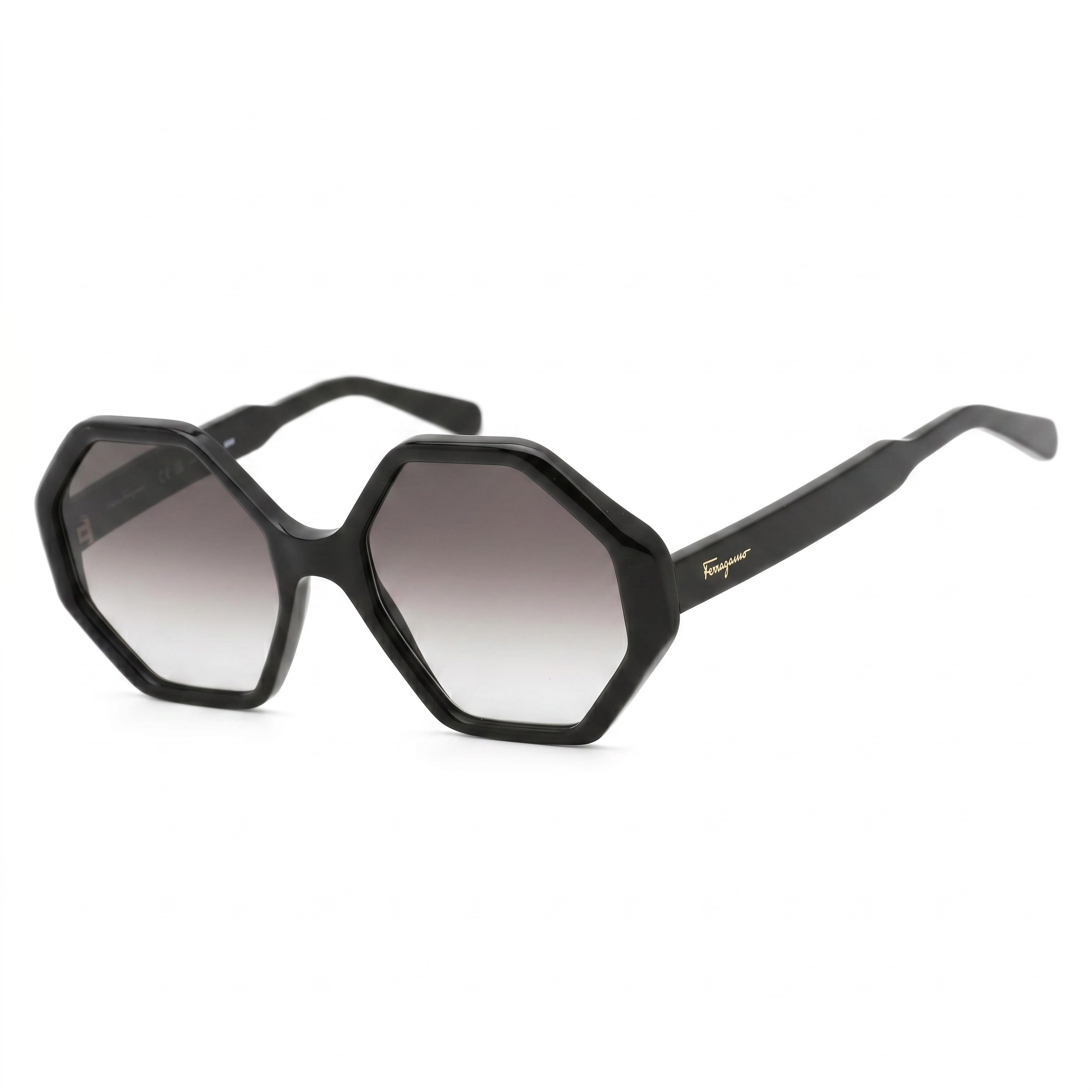 Ferragamo SF1070S Black Geometric Gradient Sunglasses for Women, 55mm, Photo 1