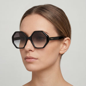 Ferragamo SF1070S Geometric Sunglasses for Women — interior view, Non-Polarized lens detail