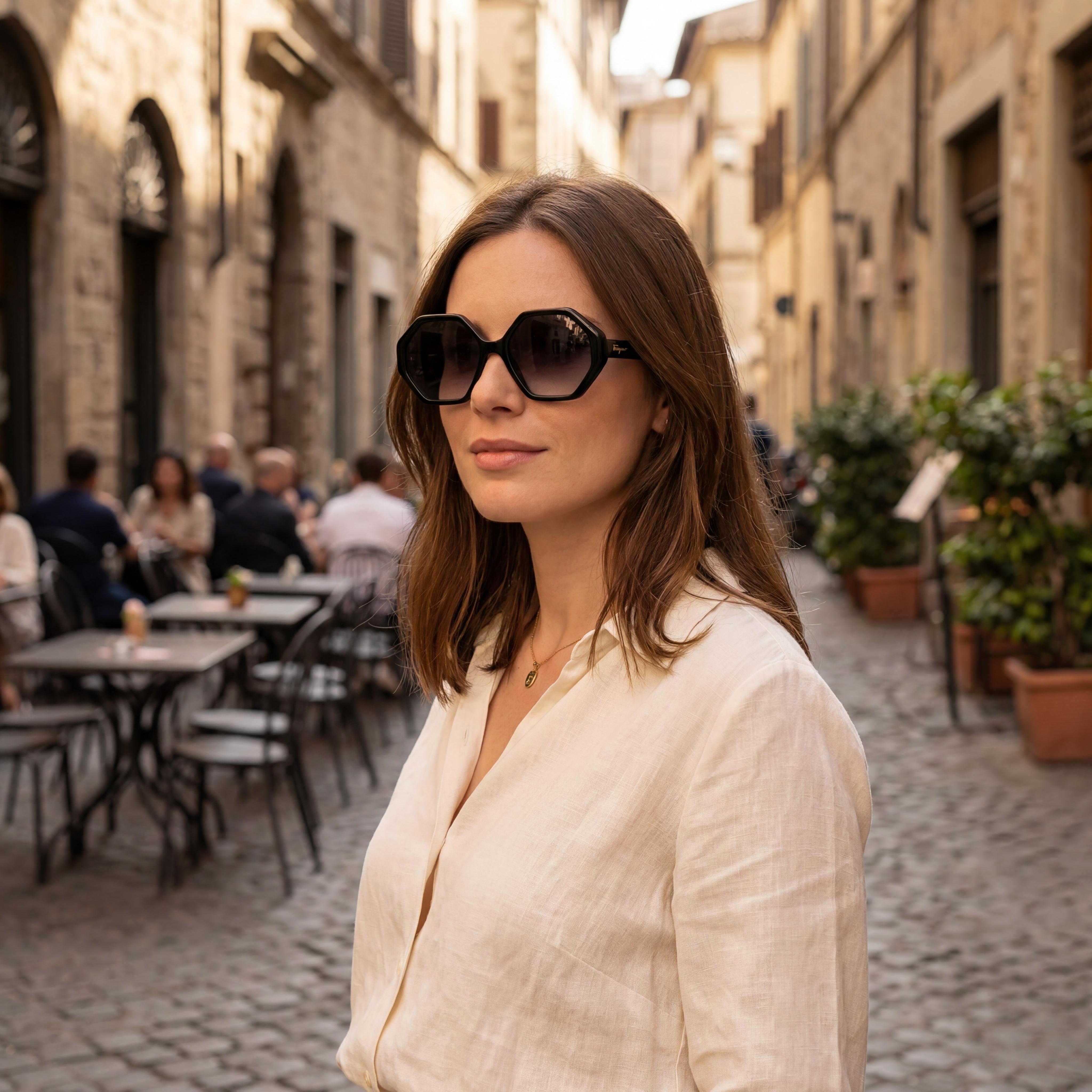 Ferragamo SF1070S Black Geometric Gradient Sunglasses for Women, 55mm, Photo 5