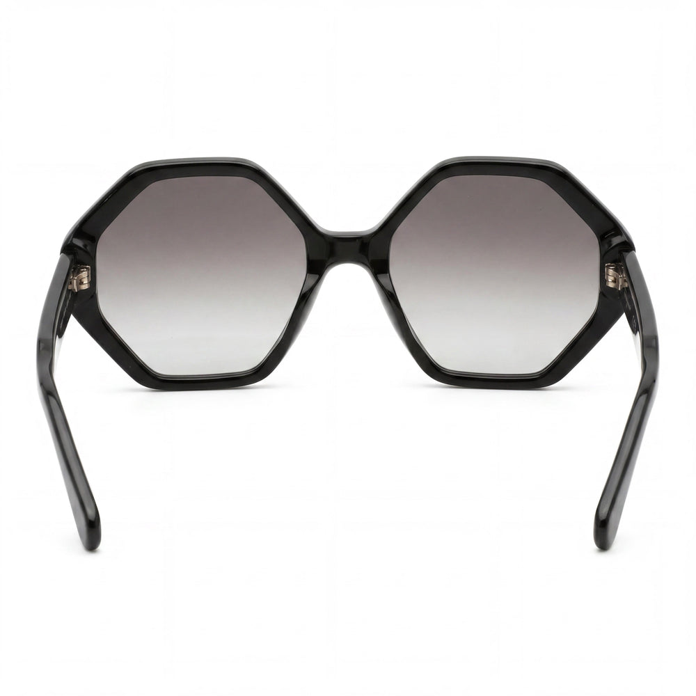Gafas de sol Salvatore Ferragamo SF1070S para mujer, de acetato negro, con montura hexagonal en gris degradado y protección UV 100 %, 55 mm