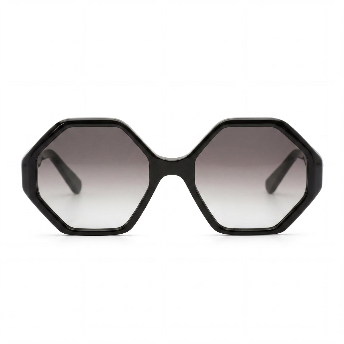Ferragamo SF1070S Black Hexagonal Sunglasses for Women, 55mm, Photo 2