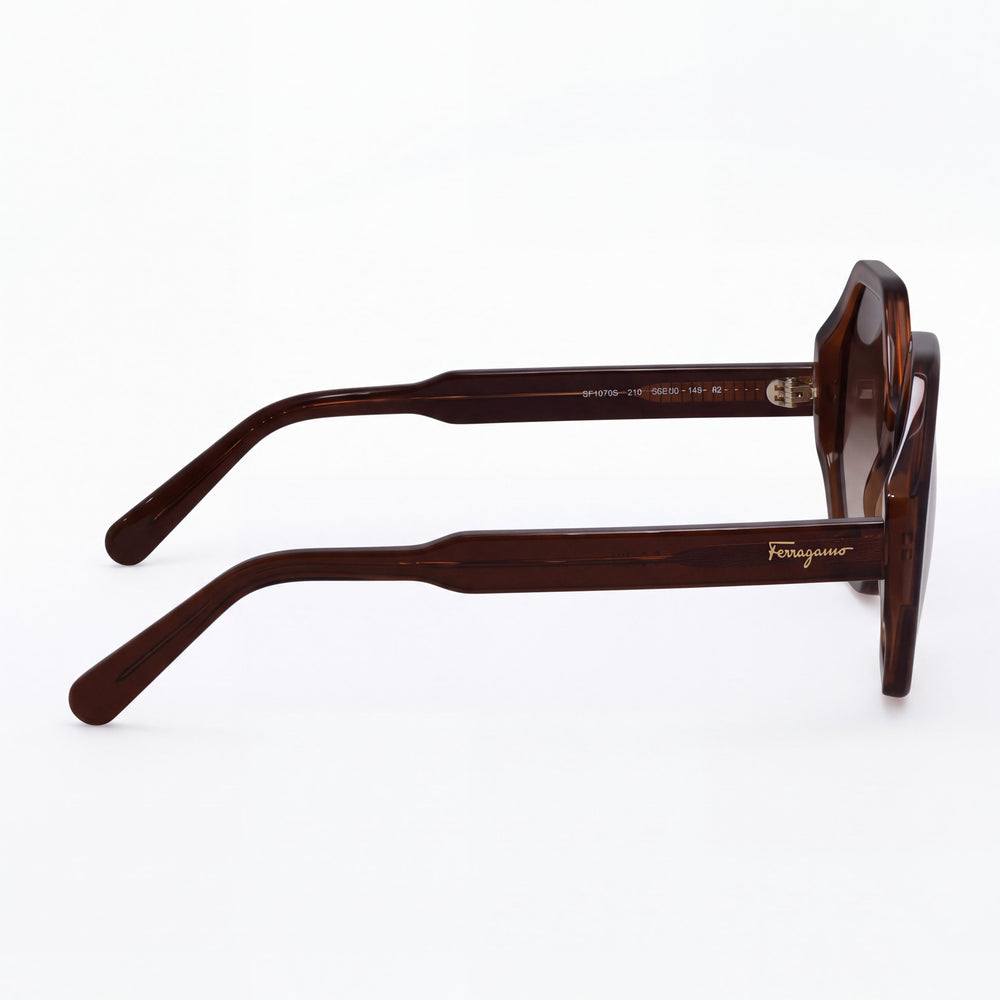 Ferragamo SF1070S Geometric Sunglasses Women — side view, Non-Polarized Grey lens