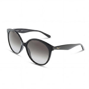 Ferragamo Sf1071s 001 Black Round Sunglasses for Women, Gray Gradient lens