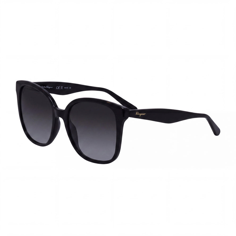 Ferragamo SF1072S Black Square Sunglasses for Women, Grey Gradient lens