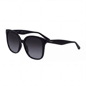 Ferragamo SF1072S Black Square Sunglasses for Women, Grey Gradient lens