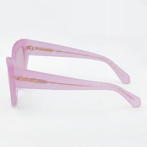 Ferragamo Sf1107s Rectangle Sunglasses Unisex — side view, Non-Polarized Opaline Pink lens