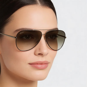 Ferragamo Sf131s 211 Aviator Sunglasses Women — side view, Non-Polarized Brown Gradient lens