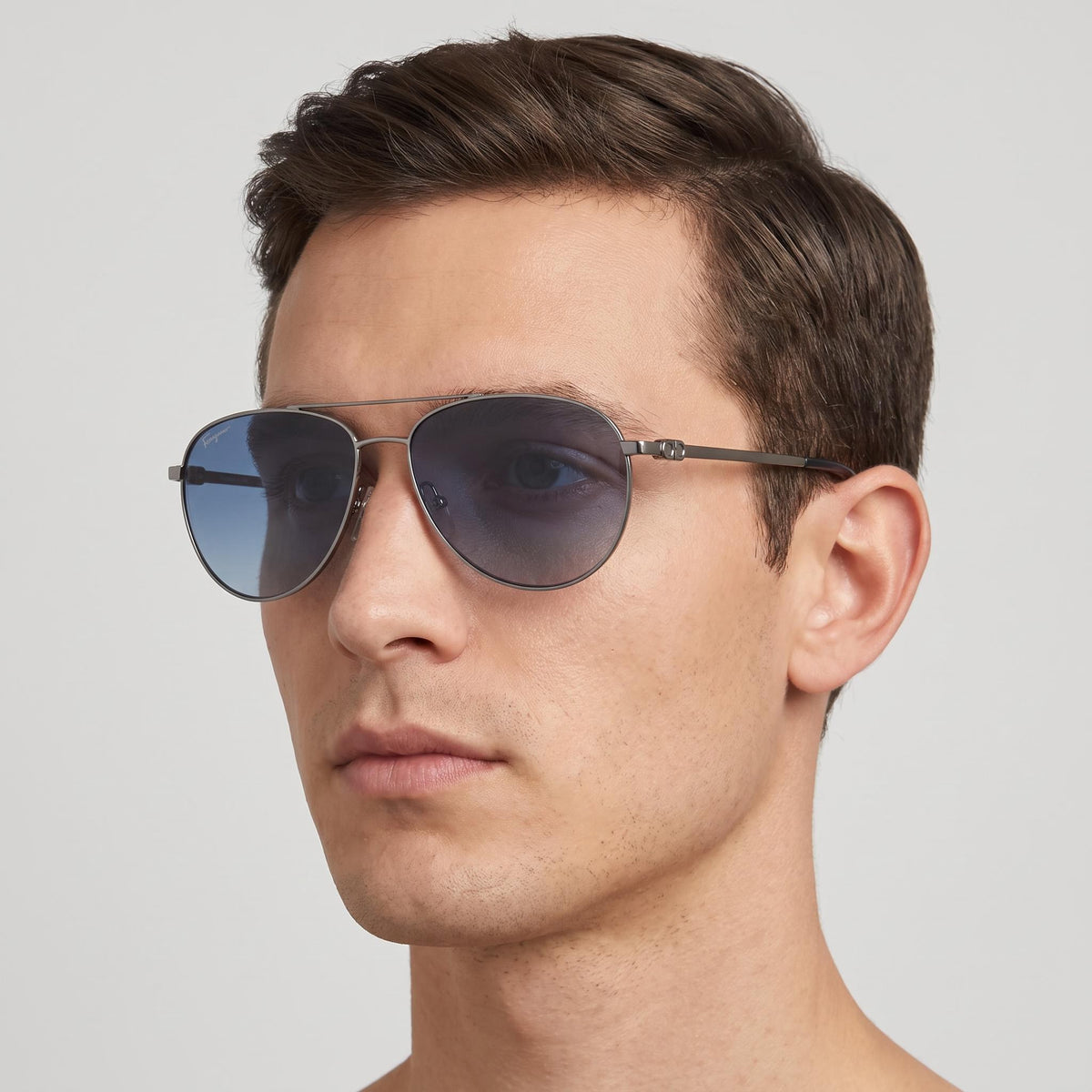 Ferragamo Sf157s Dark Gunmetal Aviator Sunglasses Unisex, 60mm, Photo 4