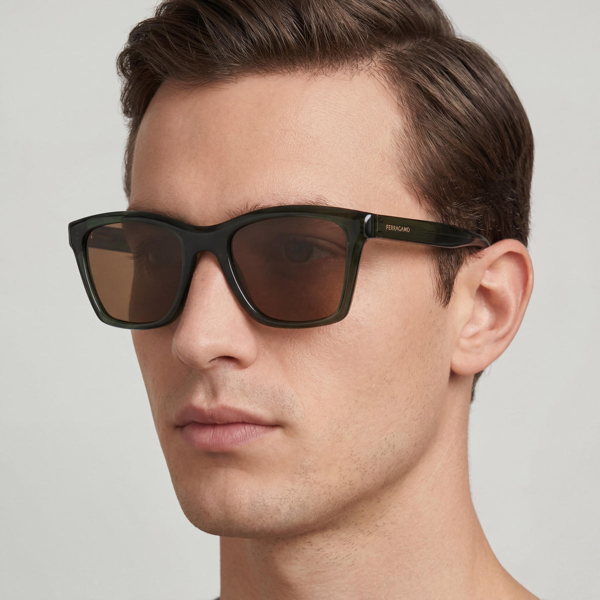Ferragamo SF2001S Transparent Khaki Green Sunglasses for Men, 54mm, Photo 5