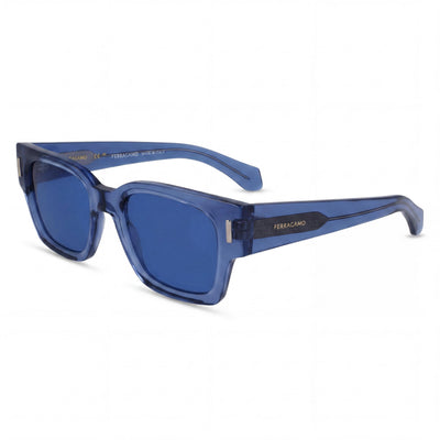 Ferragamo SF2010S Blue Rectangle Sunglasses Unisex, Blue lens