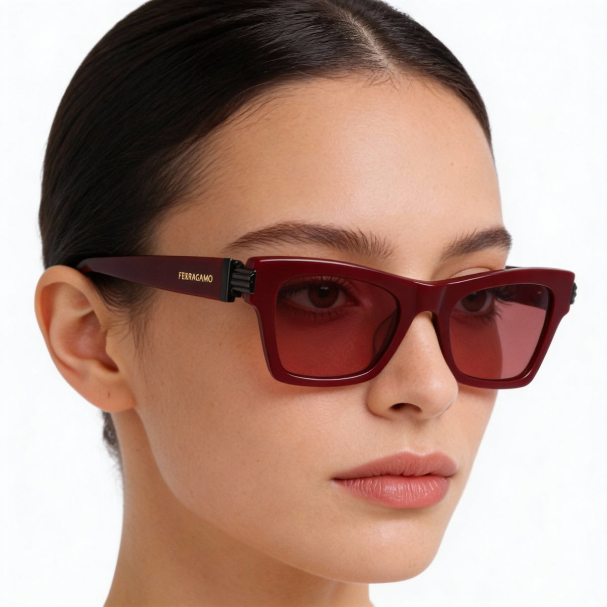 Gafas de sol ojo de gato Ferragamo Sf2013s en color burdeos para mujer, 52 mm, Photo 3
