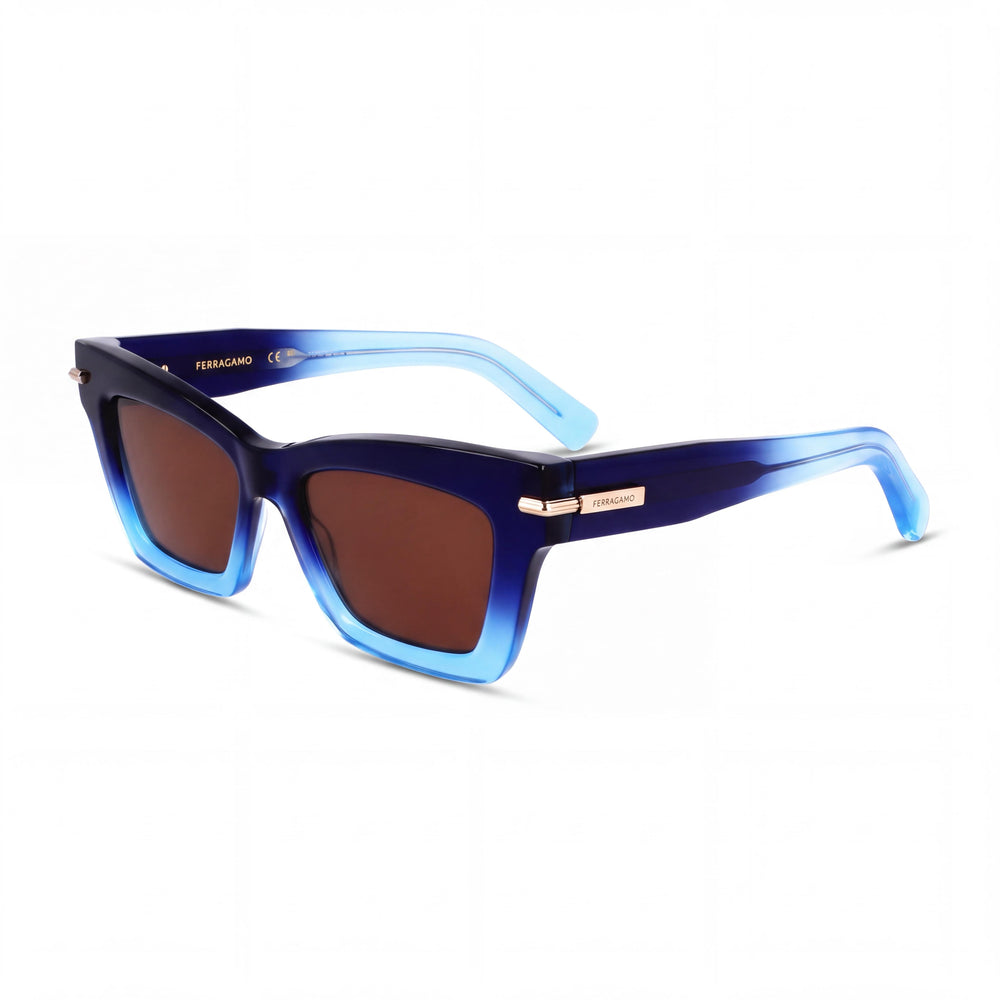 Ferragamo Sf2031s Blue Cat Eye Sunglasses for Men, Clear lens
