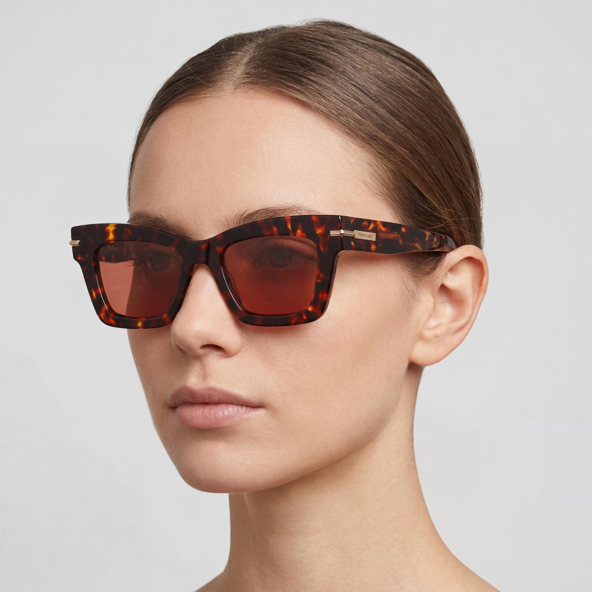 Gafas de sol cuadradas Ferragamo Sf2031s para mujer en carey oscuro, 52 mm, Photo 5