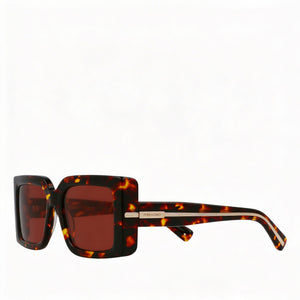 Ferragamo Sf2032s Rectangle Sunglasses Unisex — side view, Non-Polarized Dark tortoise lens