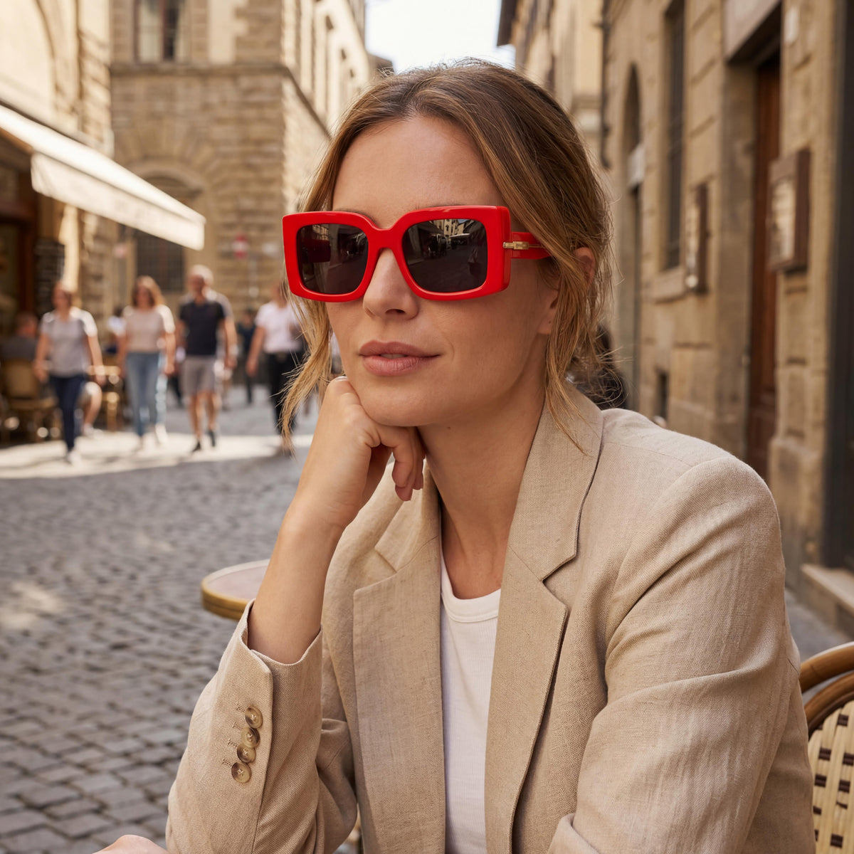 Gafas de sol rectangulares rojas Ferragamo Sf2032s para mujer, 55mm, Photo 4