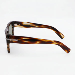 Ferragamo Sf2033s Rectangle Sunglasses Unisex — side view, Non-Polarized Striped Brown lens