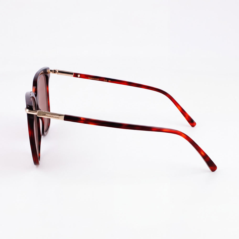 Ferragamo Sf2037s Square Sunglasses Women — side view, Non-Polarized Red Tortoise lens