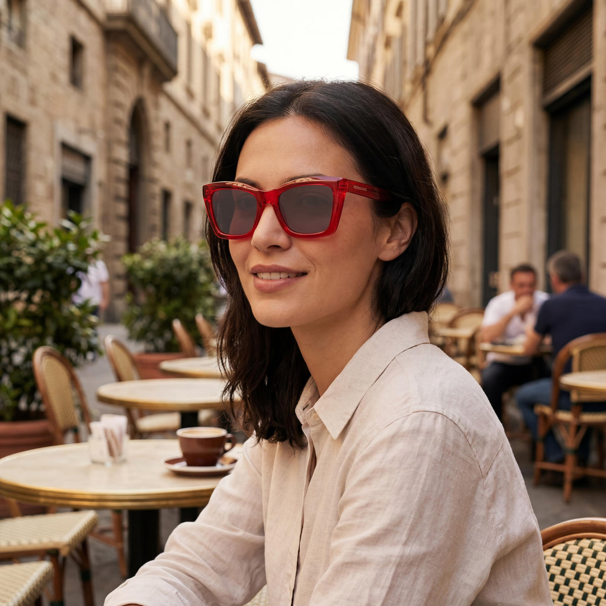 Gafas de sol Ferragamo Sf2039se para mujer, forma ojo de gato, color rojo transparente, 53 mm, Photo 6