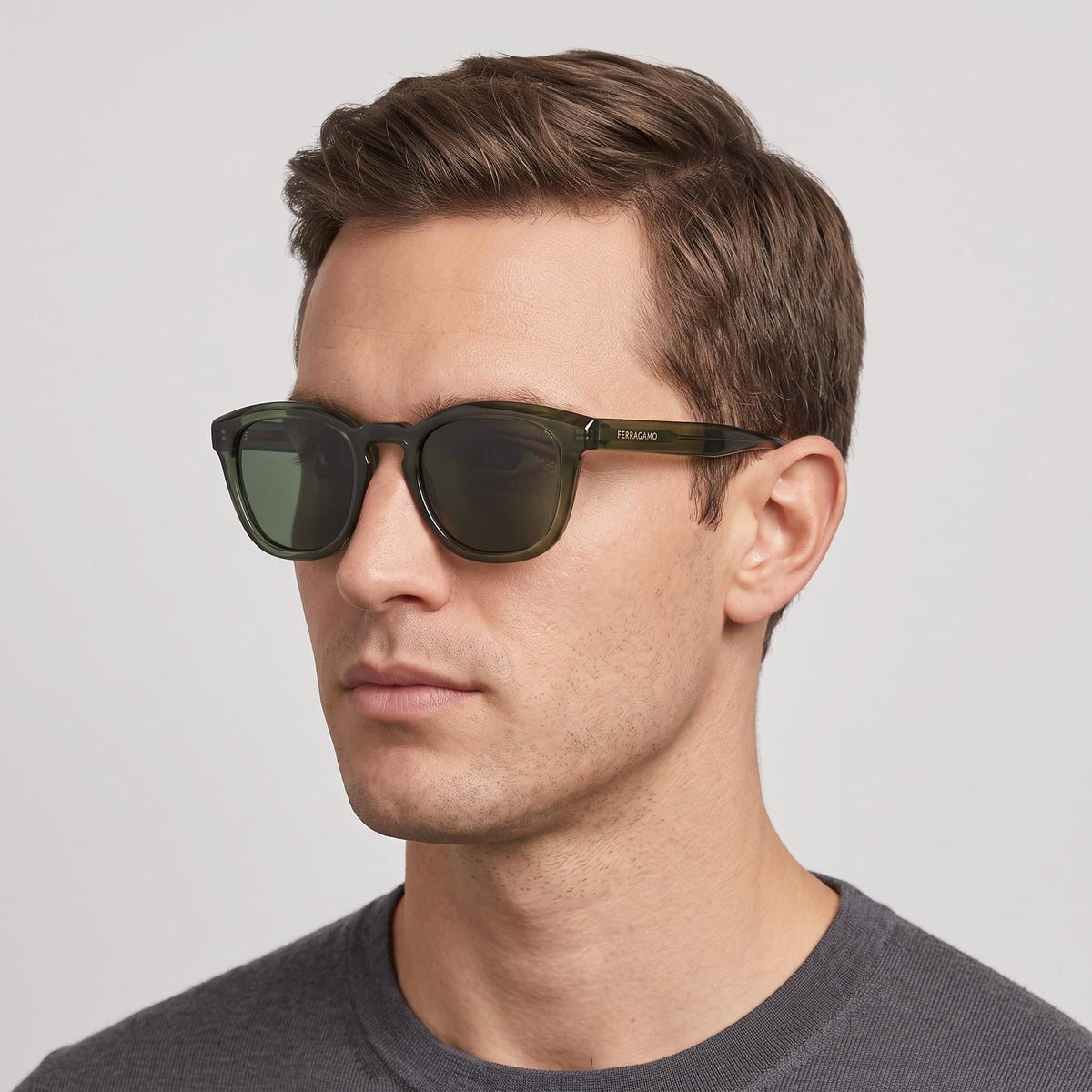 Gafas de sol rectangulares Ferragamo Sf2040se para hombre, verdes, 50 mm, Photo 5