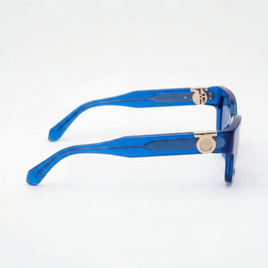 Ferragamo Sf2067s Rectangle Sunglasses Women — side view, Non-Polarized Transparent Blue lens