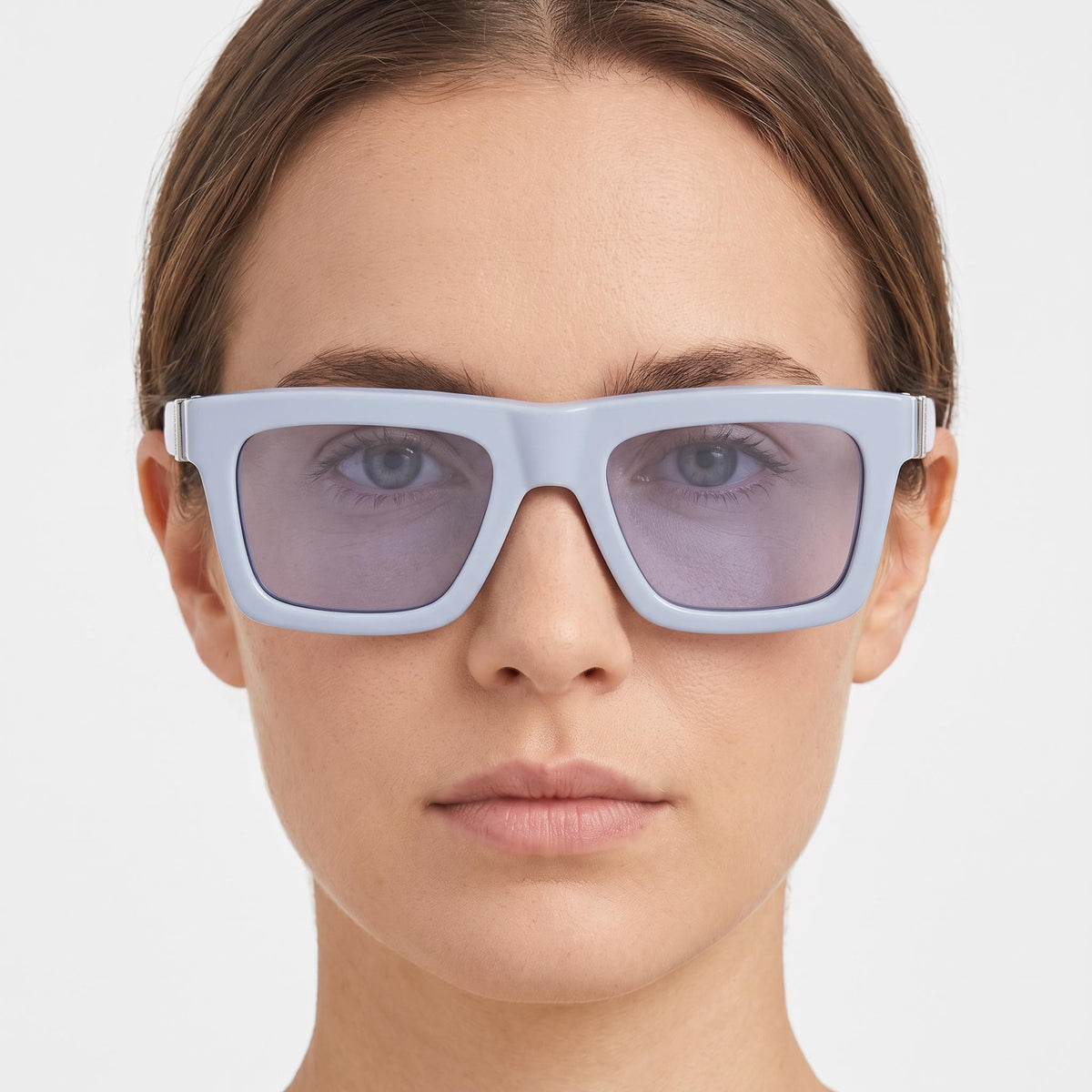 Gafas de sol Salvatore Ferragamo Modern Collection para mujer con montura de acetato azul celeste y lentes azules celestes, 54 mm, Photo 4