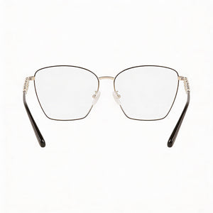 Ferragamo SF2217 Cat Eye Eyeglasses Women — side view, Gold Acetate temples