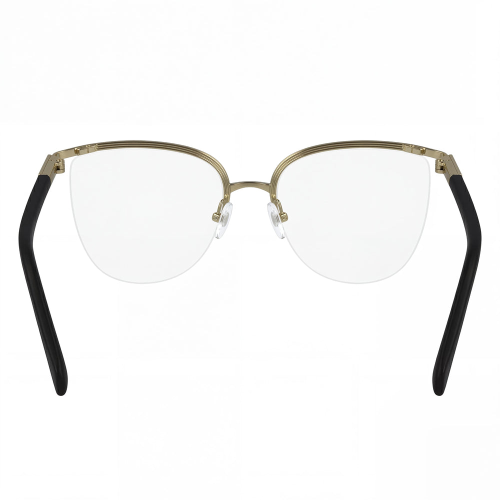 Ferragamo SF2227 Oval Eyeglasses Unisex — side view, Black Metal temples
