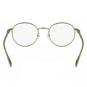 Ferragamo SF2229 Round Eyeglasses Men — side view, Gold Metal temples