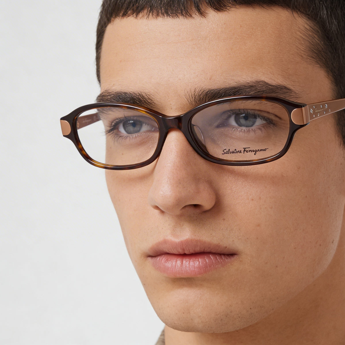 Ferragamo Sf2795ra Stainless Steel Rectangle Eyeglasses for Men, 53mm, Photo 3