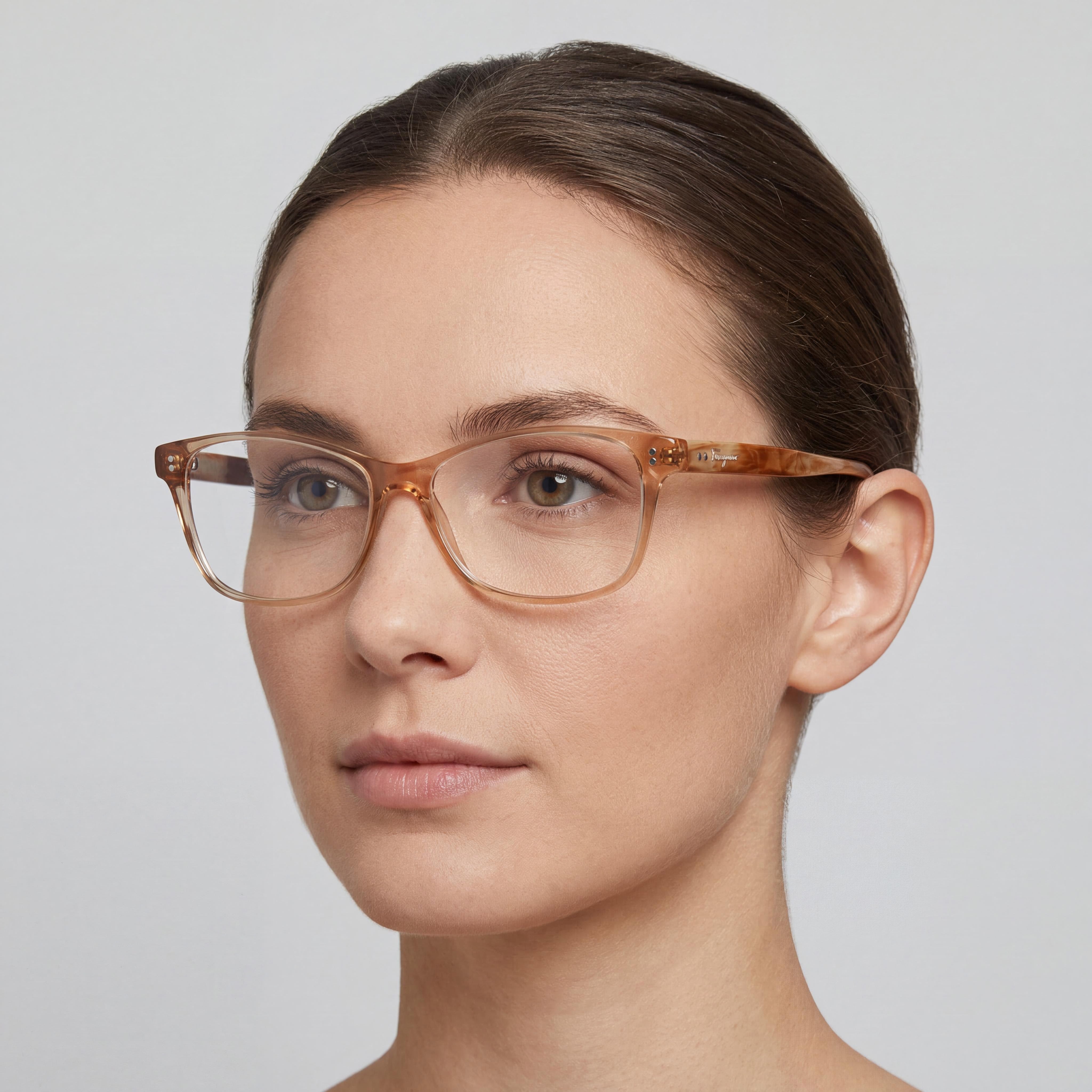 Ferragamo SF2910 Brown Rectangle Eyeglasses for Women, Acetate 55mm, Photo 4