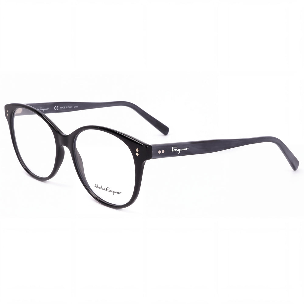 Ferragamo SF2911 Black Grey Marble Oval Eyeglasses for Women, Injected Acetate frame