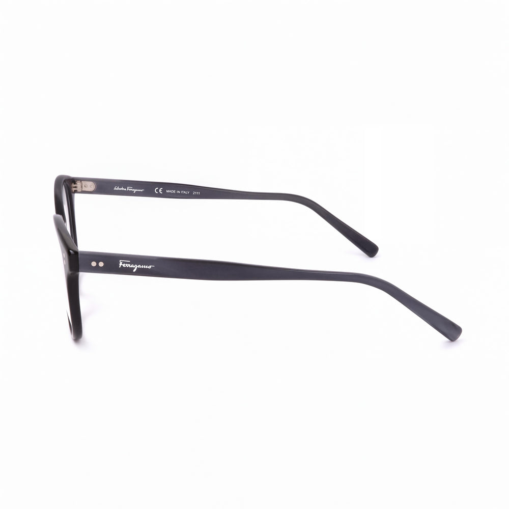 Ferragamo SF2911 Oval Eyeglasses Women — side view, Black Grey Marble Acetate temples