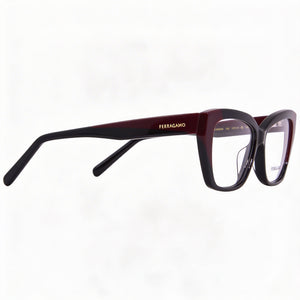 Ferragamo SF2938N Cat Eye Eyeglasses Unisex — side view, Black Acetate temples
