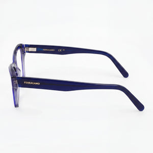 Ferragamo SF2951N Rectangle Eyeglasses Women — side view, Blue Acetate temples