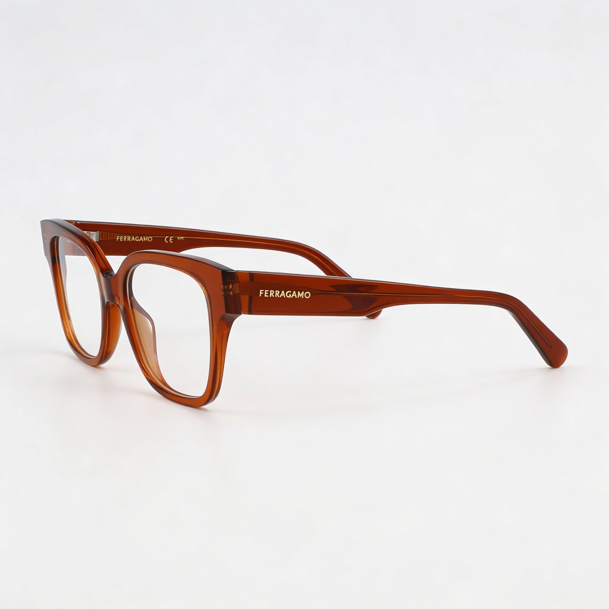 Ferragamo SF2952N Caramel Rectangle Eyeglasses for Men, Metal 53mm, Photo 3