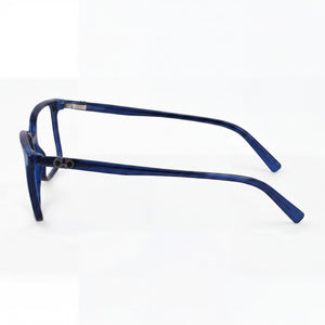 Ferragamo SF2954 Rectangle Eyeglasses Men — side view, Blue Acetate temples