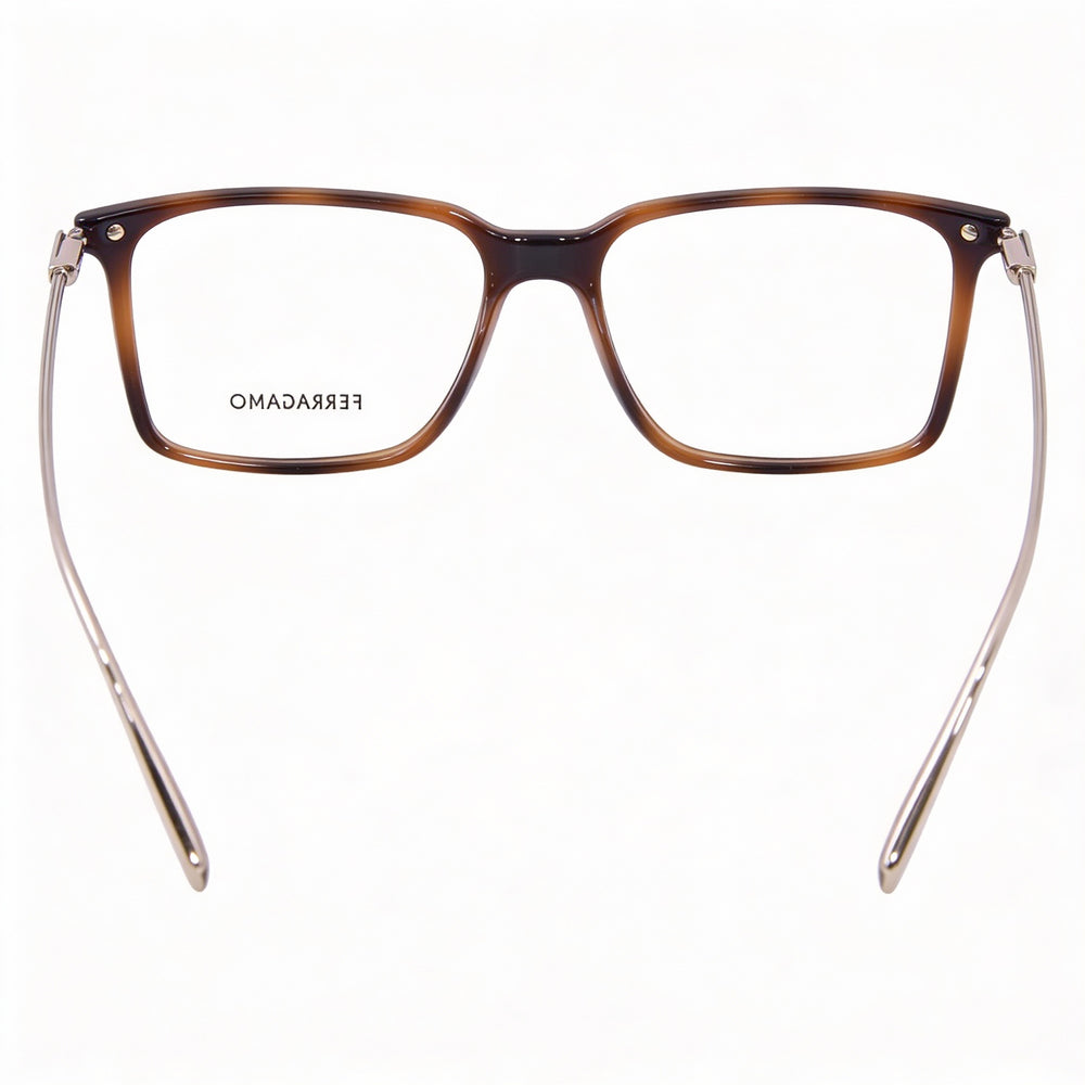Ferragamo SF2977 Rectangle Eyeglasses Women — side view, Havana Acetate temples