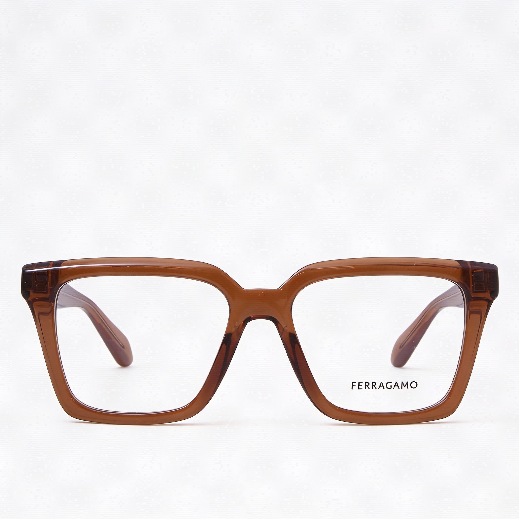 Gafas unisex de acetato rectangulares Ferragamo SF2985 Caramel, Photo 2