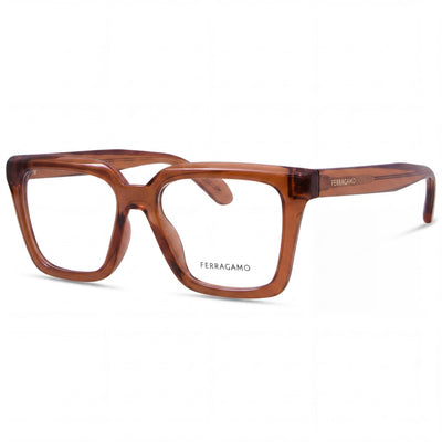 Ferragamo SF2985 Brown Rectangle Eyeglasses Unisex, Acetate frame