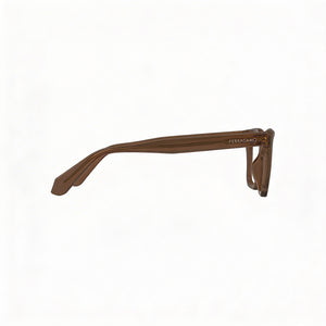 Ferragamo SF2985 Rectangle Eyeglasses Unisex — side view, Transparent Dark Brown Metal temples