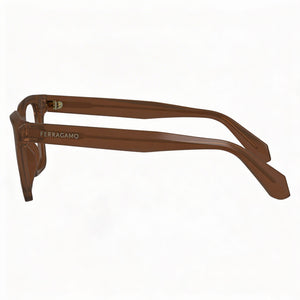 Ferragamo SF2986 Rectangle Eyeglasses Men — side view, Brown Acetate temples