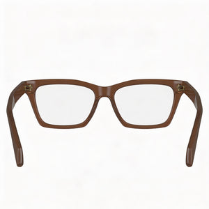 Ferragamo SF2986 Rectangle Eyeglasses Men — side view, Brown Acetate temples