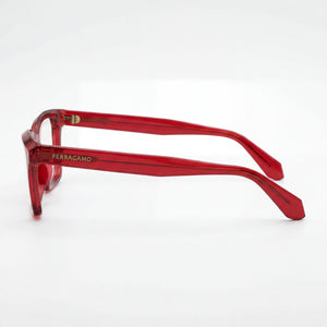 Ferragamo SF2986 Rectangle Eyeglasses Men — side view, Red Acetate temples