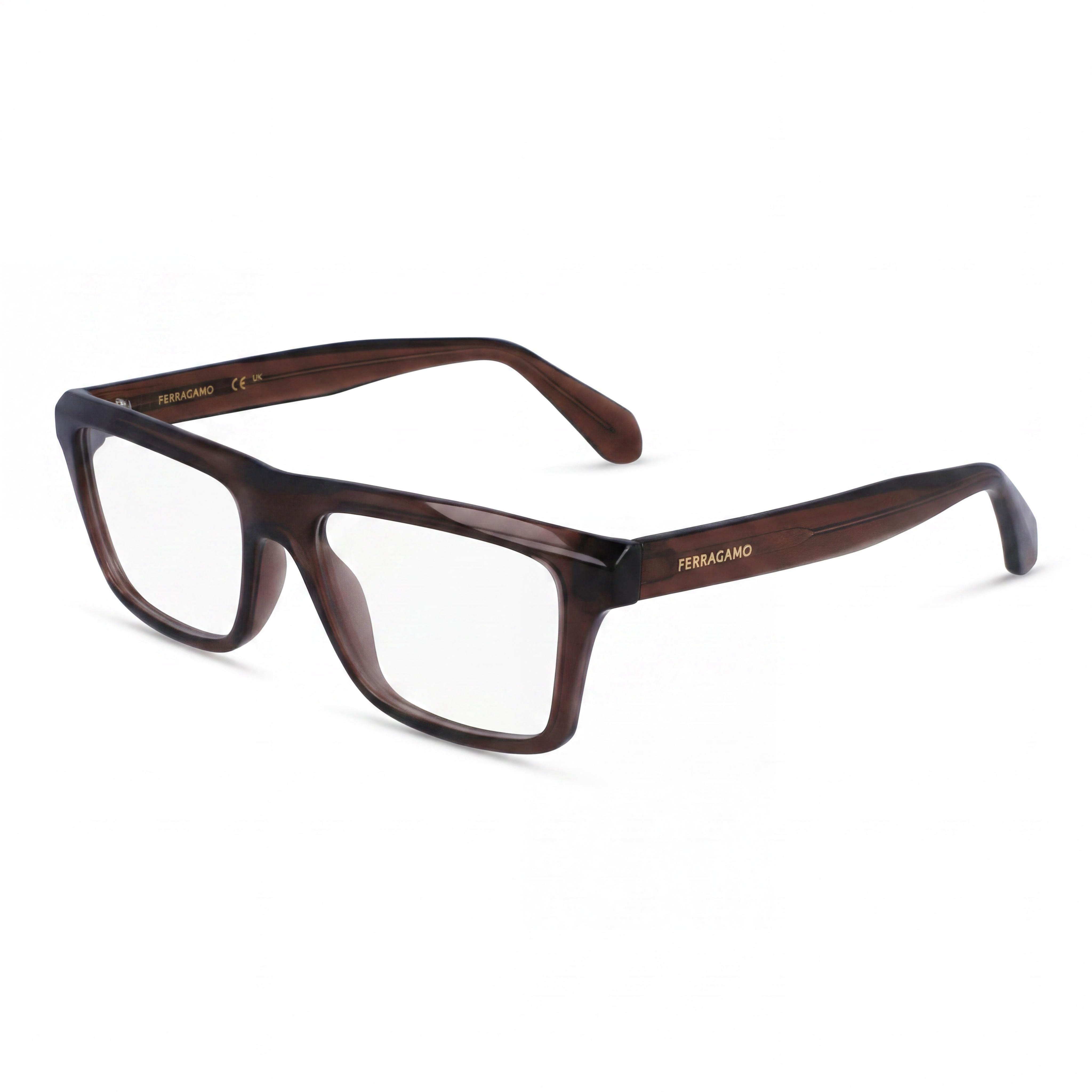 Gafas de Vista Rectangulares Ferragamo SF2988 Marrones para Hombre, Metal 54mm, Photo 1