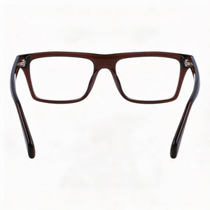 Ferragamo SF2988 Rectangle Eyeglasses Men — side view, Brown Metal temples