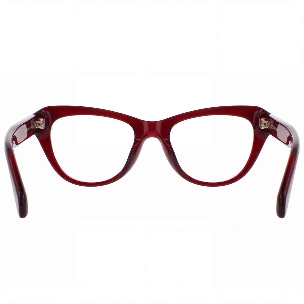Ferragamo SF2989 Cat Eye Eyeglasses Women — side view, Red Plastic temples