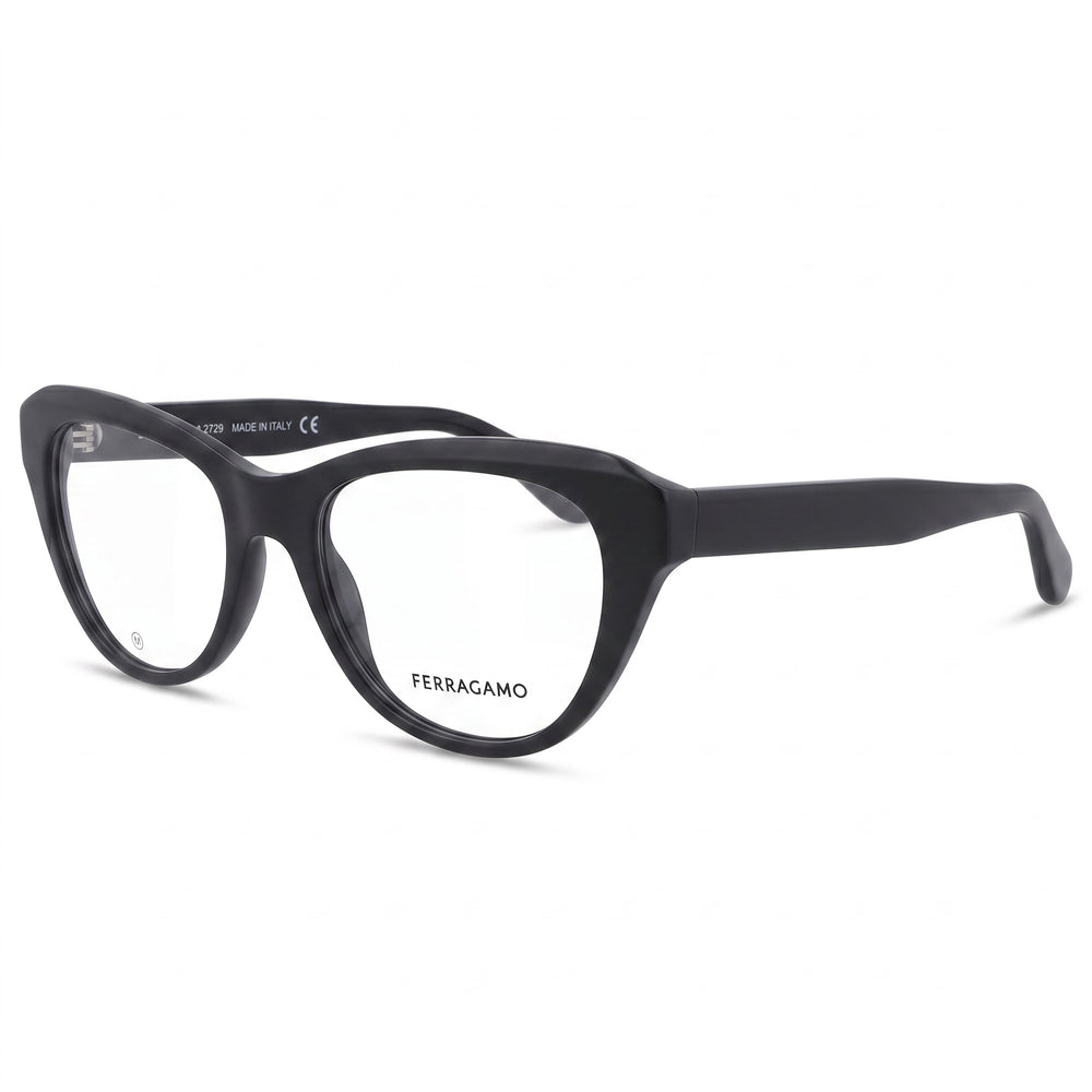 Ferragamo SF2989E Black Cat Eye Eyeglasses for Men, Metal frame