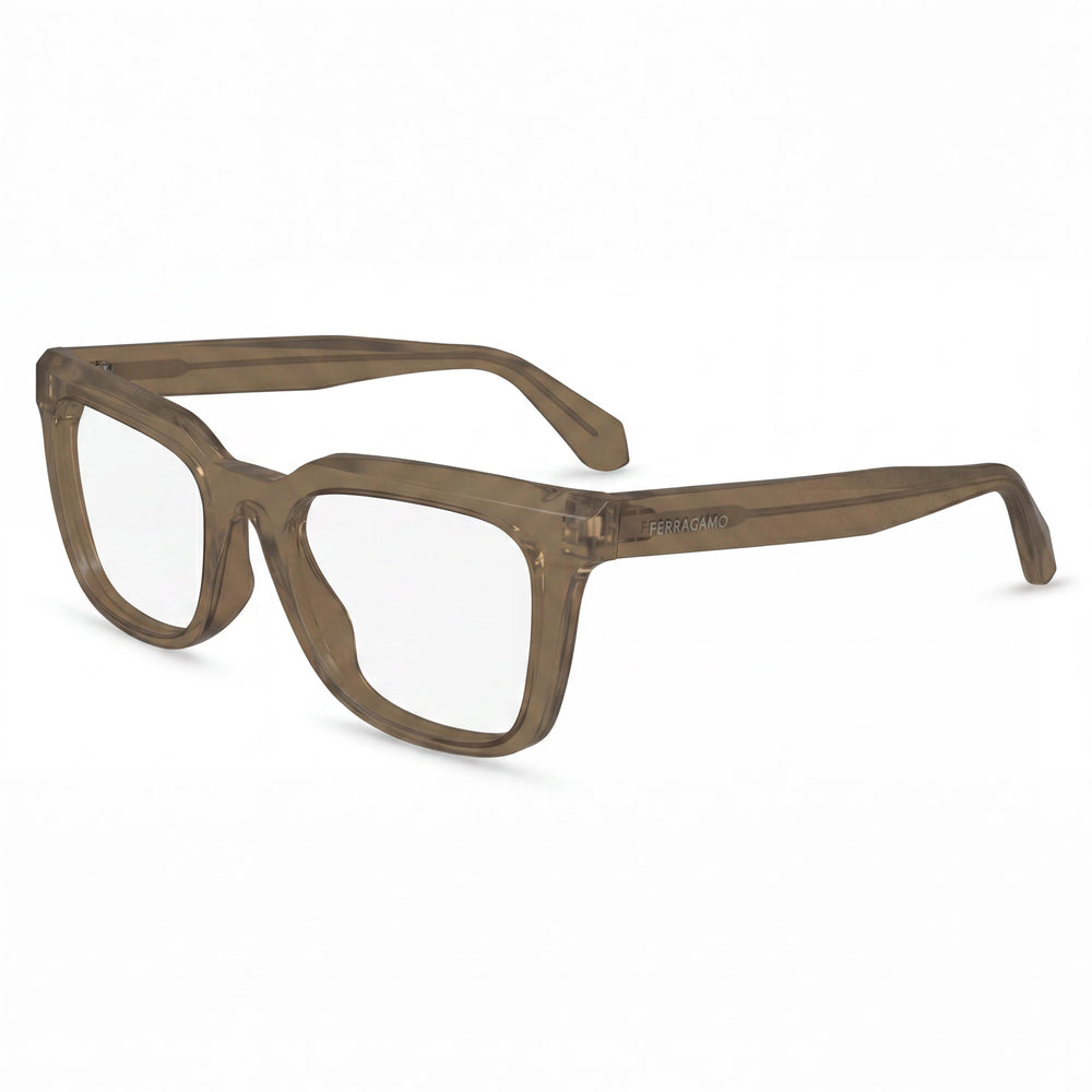 Ferragamo SF2990 Brown Rectangle Eyeglasses for Men, Acetate frame