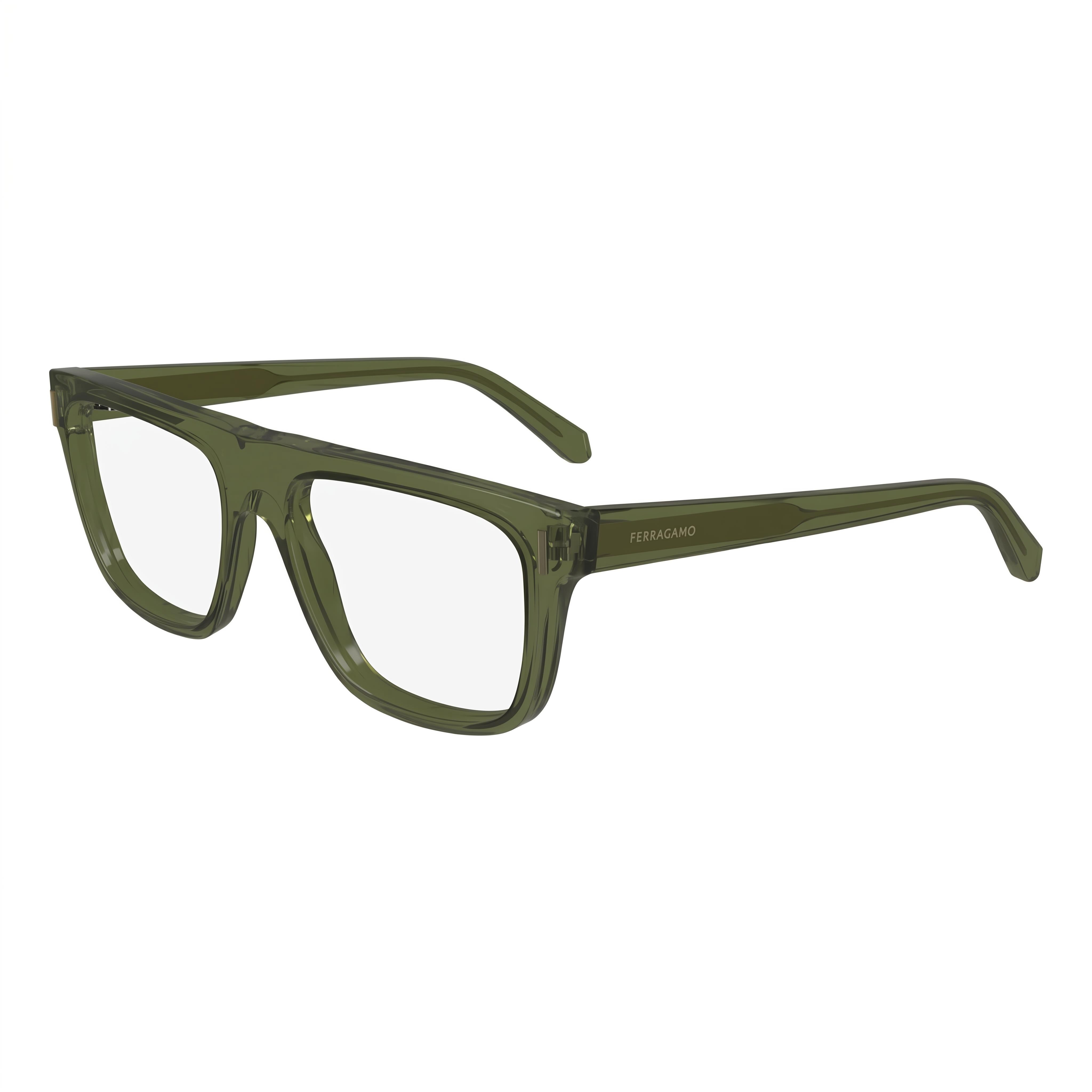 Ferragamo SF2997 Khaki Rectangle Eyeglasses for Men, Metal, Photo 1
