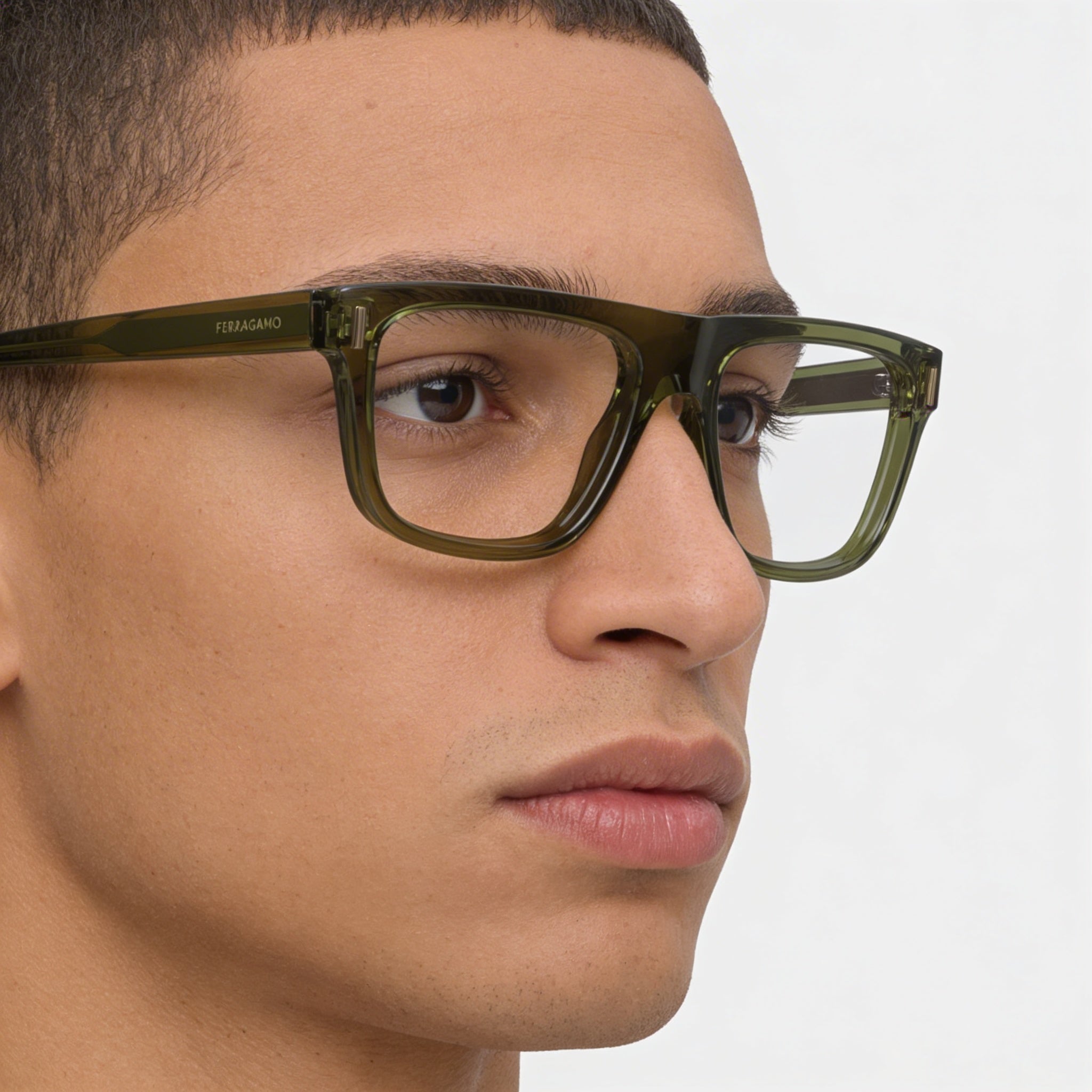 Ferragamo SF2997 Khaki Rectangle Eyeglasses for Men, Metal, Photo 4